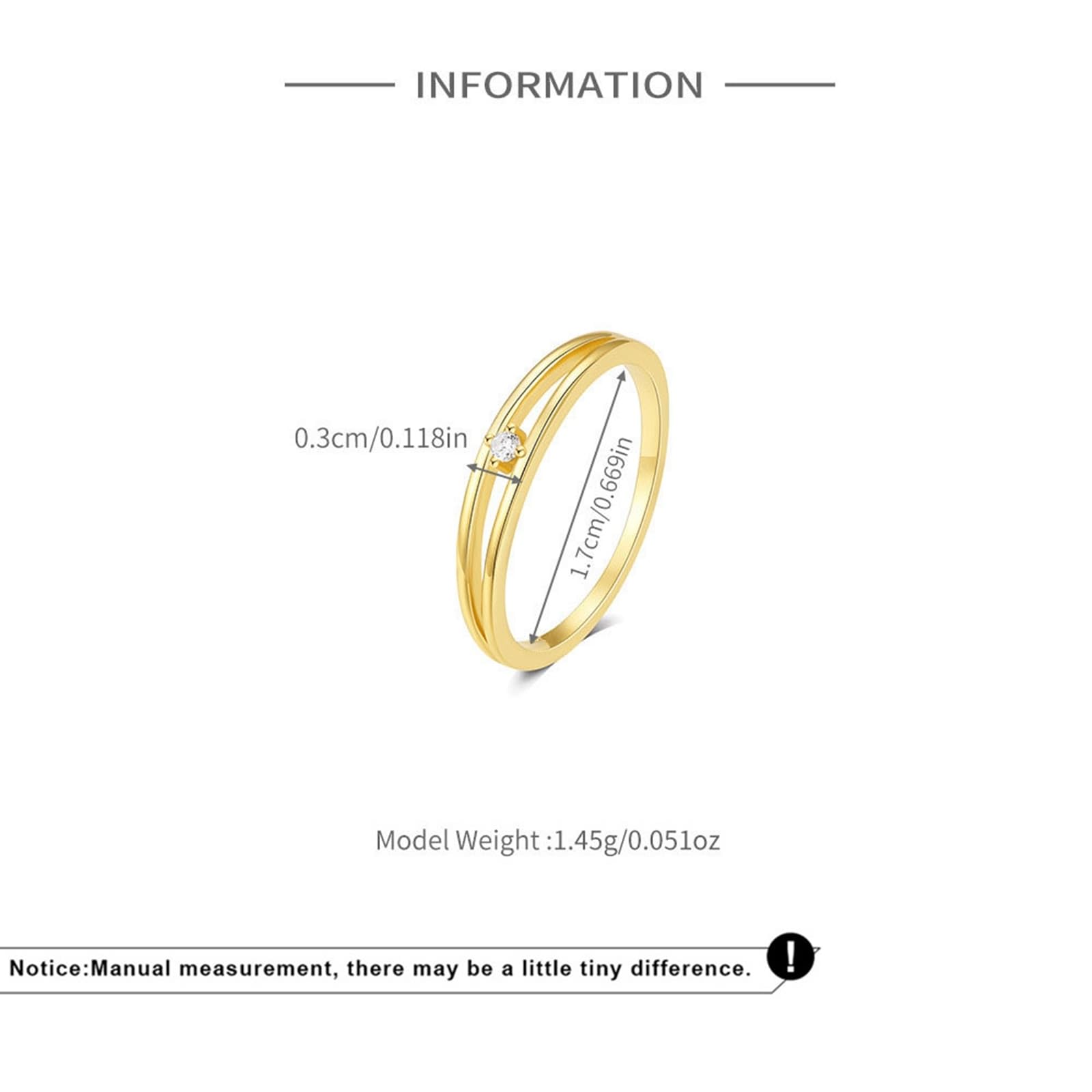 Anello da donna in oro giallo 9 K/14 K, con pietre intarsiate a doppio strato