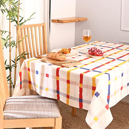 Folkulture Farmhouse Table Cloth 60 X 72 Inches, 100% Cotton Outdoor Tablecloth, Square Tablecloth, Striped Table Cover For Home Décor, Boho Tablecloth Or Dining Table Cover, (Breezy) #TOP1