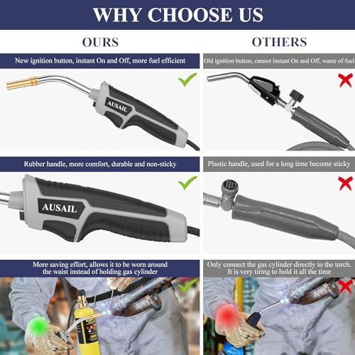 Ausail Propane Torch Kit,Mapp Map Gas Torch With Cylinder Clip,Trigger Start 5' Long Hose Torch,Adjustable Flame Map Gas Torch Kit,Brazing Torch Kit,Soldering Welding Torch For Welding Soldering Brazing thumb #1