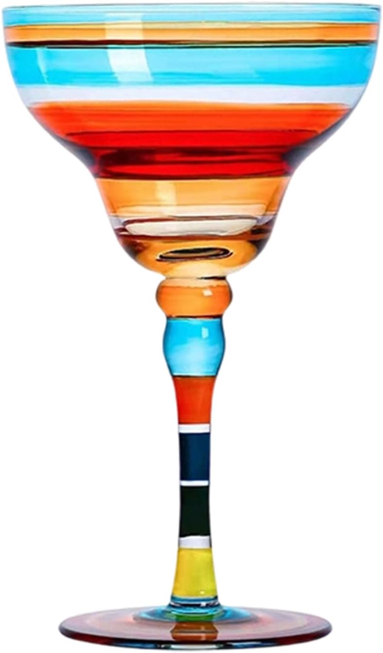 Elegant Margarita Glass Cup Intricate Hand Painted Pattern Colorful Mexicans Cocktail Drinkware for Party Decoration Mexicans Drinkware