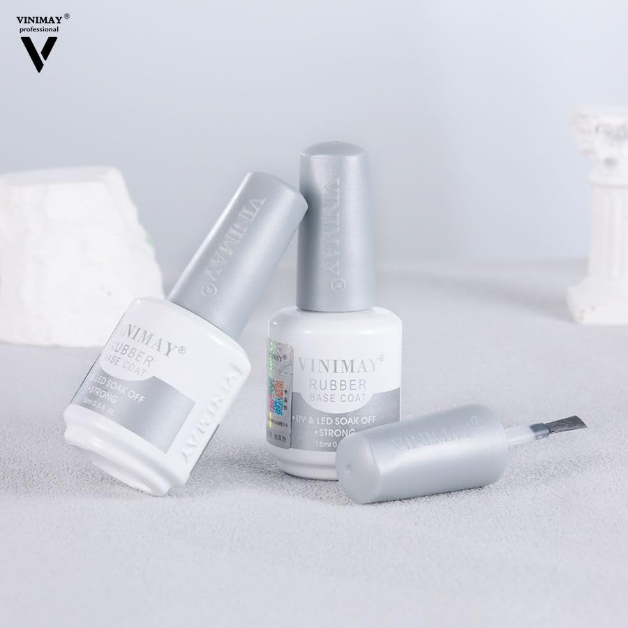 VINIMAY Professional Rubber Base Coat Gel 15ml | Strong Adhesion UV & LED Soak Off Nail Gel Polish Base Coat for Nail Extensions, Builder Gel, Long Lasting Gel Manicure & Professional Nail Art 4