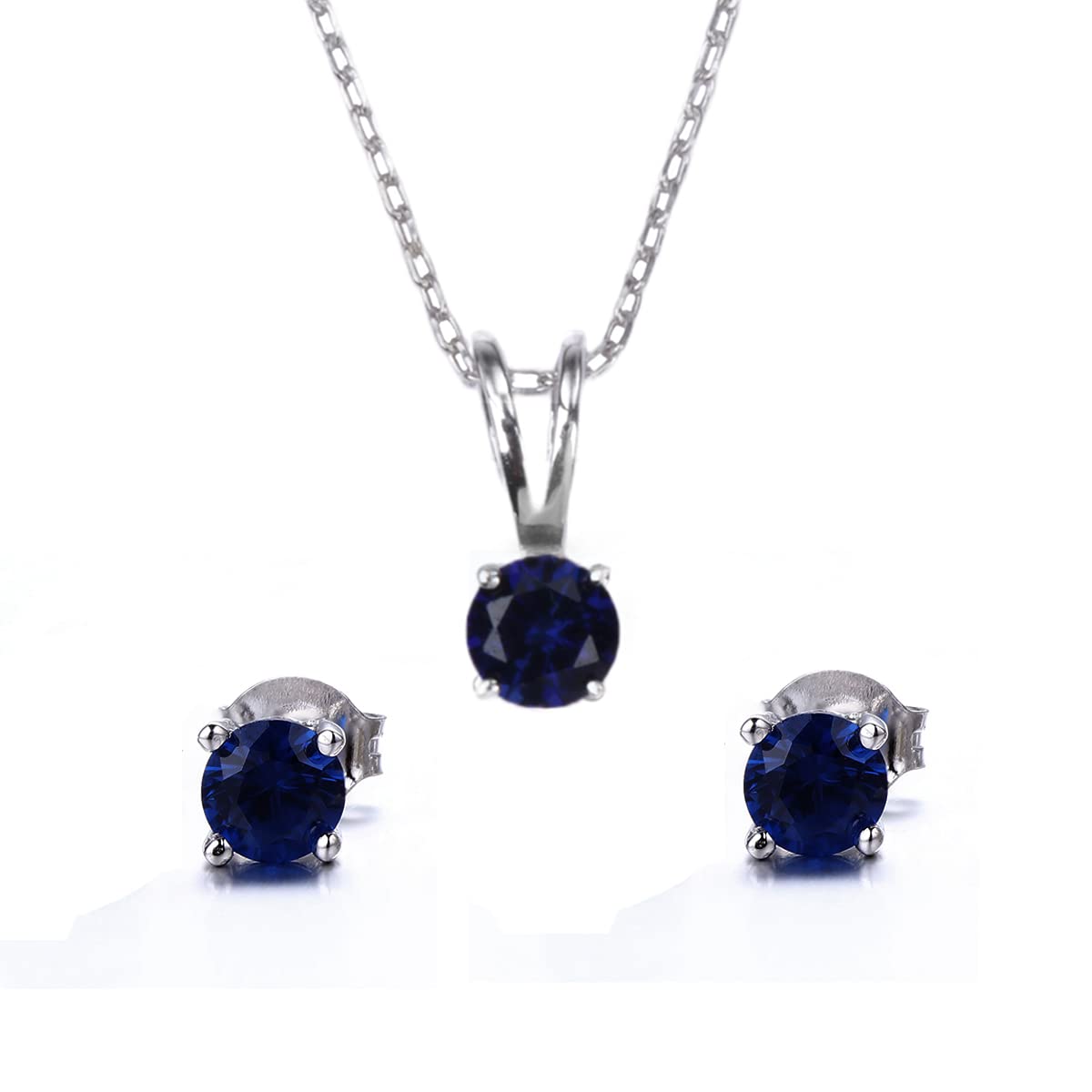 Ornate Jewels 925 Silver Round Blue Sapphire Solitaire Necklace Earrings Jewellery Set for Women and Girls Birthday Gifts (B0B3T9L6F2) Amazon Price History, Amazon Price Tracker