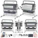 Doraystar Electric Bluetooth Smart Next to Me Crib, Foldable Convertible Baby Bedside Crib, Co-Sleeping Bassinet, Infant Bedside Sleeper Cradle with Music, Remote and 5 Swaying Gears (608 Grey)