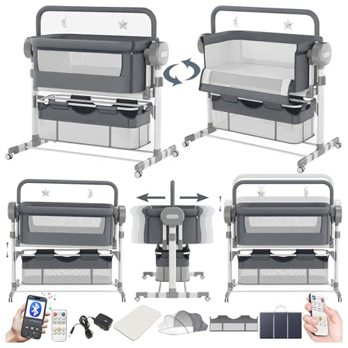 Doraystar Electric Bluetooth Smart Next to Me Crib, 608 Grey