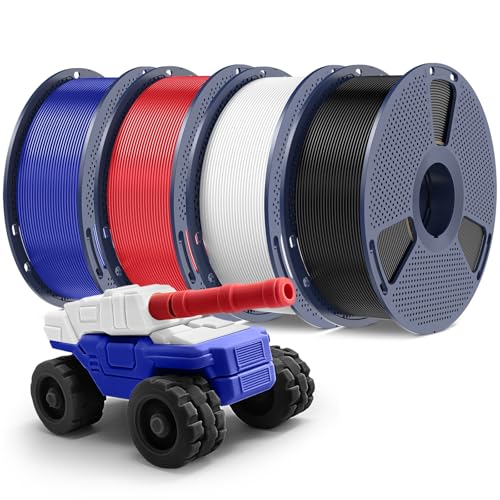 Image of PETG Filament 1.75mm, Ultra Tough, Heat Optimized, Odorless, 4kg(8.8lbs) SUNLU PETG 3D Printer Filament, Dimensional Accuracy + /- 0.02mm, Black+White+Red+Blue