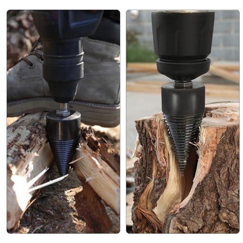 Wood Splitter Drill Bit 42mm + 32mm with Anti-Slip Gloves and 4 Drilling Handles, Log Splitter Drill Bit Kindling Splitter for Wood Splitting Drill Bit Heavy Duty Firewood Splitter Drill (42mm+32mm) - Thumbnail 7