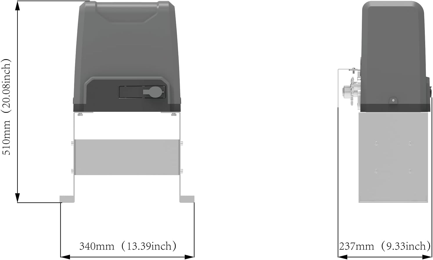 Sliding Automatic Gate Operator Kit with 2 Remote Controls and Infrared Sensor for Slide Gates up to 3300pounds and 40ft Long Chain Driven Gate Motor