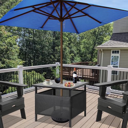 image for LZRS Adirondack Square Outdoor Side Table with Umbrella Hole, Pool Com