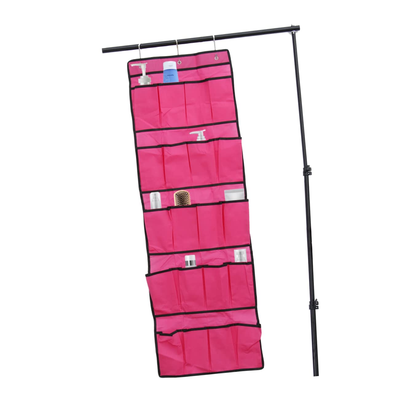 Cabilock Over the Door Shoe Organizer with Mesh Pockets Space Saving Hanging Storage Bag for Shoes Accessories and More Includes Sturdy Metal Hooks Rosy
