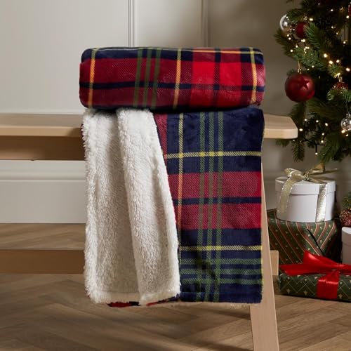 OHS Christmas Blanket Red Throws for Sofa, Sherpa Reverse Tartan Check Fleece Blanket for Bed Settee Xmas Decorations Christmas Throw Super Soft Warm Winter Tartan Throw, 130 x 160cm - Cosy Home Interiors OHS Christmas Blanket Red Throws for Sofa, Sherpa Reverse Tartan Check Fleece Blanket for Bed Settee Xmas Decorations Christmas Throw Super Soft Warm Winter Tartan Throw, 130 x 160cm - Image 4