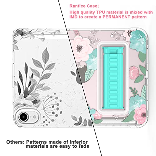 Rantice Case For Ipad Mini 6 2021, Ipad Mini Case With Pencil Holder And Kickstand For Women Girl Kids, Slim Shockproof Clear Transparent Cover For Ipad Mini 6Th Generation 8.3 Inch（Green Flower） #TOP3