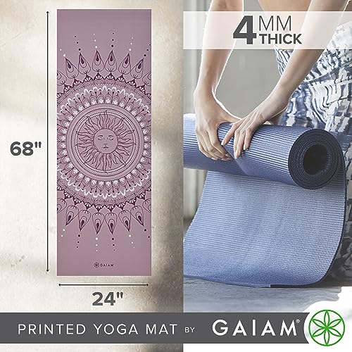 Gaiam Yoga Mat Classic Print Non Slip Exercise & Fitness Mat for All Types of Yoga, Pilates & Floor Workouts, Here & Now Dusty Rose, 4mm - Image 3