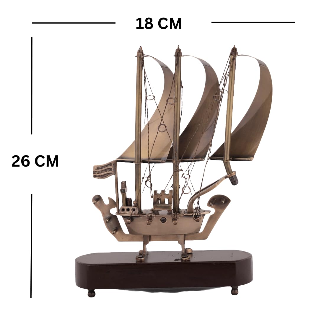 Decorative Sailing Ship Model, Brass Sheet Antick with Wooden Base, Maritime Home and Office Decor SK 00-SA 2