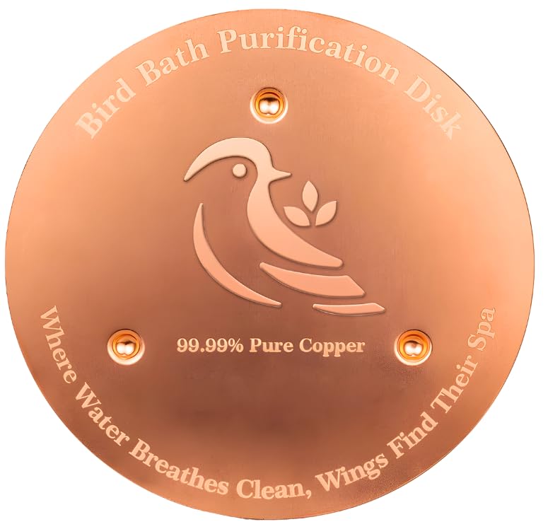 Ulycon Bird Bath Copper Disk, Premium 0.6mm Sturdy 99.99% Pure Copper Disk for Bird Baths,Triple-Point Support Ensures Clean Water Year-Round, Compatible with All Outdoor Birdbath Bowls