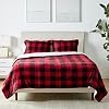 Amazon Basics 3 Piece Bedding Set, Micromink Sherpa, Ultra-Soft, Warm All Season Comforter, Full/Queen, Red Buffalo Plaid