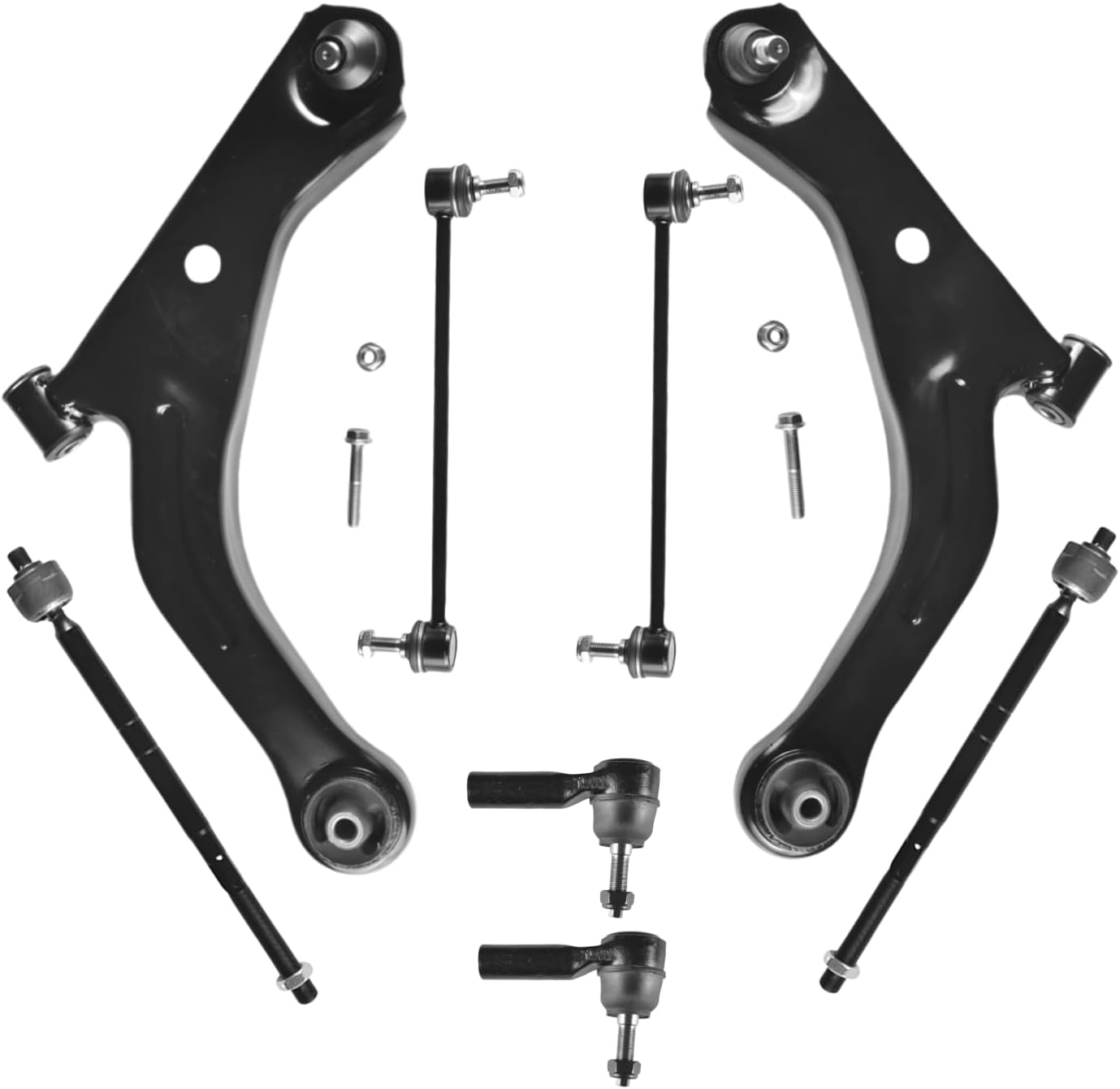 Front Lower Control Arm Fit for Ford Escape 2005-2009 Mazda Tribute 2005-2009 Mercury Mariner 2005-2009 K80400 K80399 + 4 Tie Rod End + 2 Sway Bar - 8 Set Suspension Kit