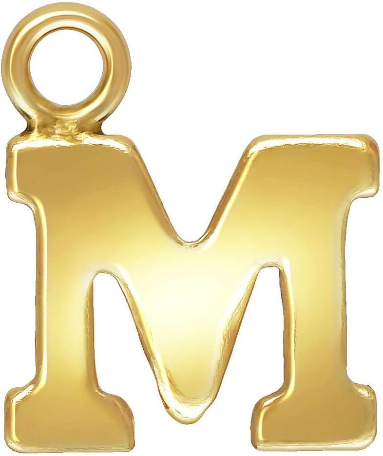 1pc Real 1/20 14K Gold Filled A-Z 26 Small Tiny Alphabet Block Letter Charm Pendant Drop No Tarnish for Earrings Bracelet Necklace Personalized Craft Jewelry Making
