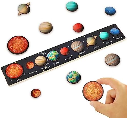 Montessori Toys for 3 Years Old Boys Girls: Wooden Solar System Puzzle for Kids 3 4 5 6 Years Old, Puzzle Board Games Toys Early Learning Resources for Toddler, Great Boys Girls Birthday Gifts