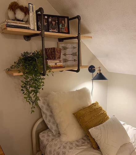 Image of ANYE No Drilling 1-Light Plug-in Wall Sconce Vintage Industrial Loft Retro Style E26 UL Dimmable Switch Cord Simplicity Arm Swing Wall Light for Guest Bath Loft Bar Rental House Bulb Included
