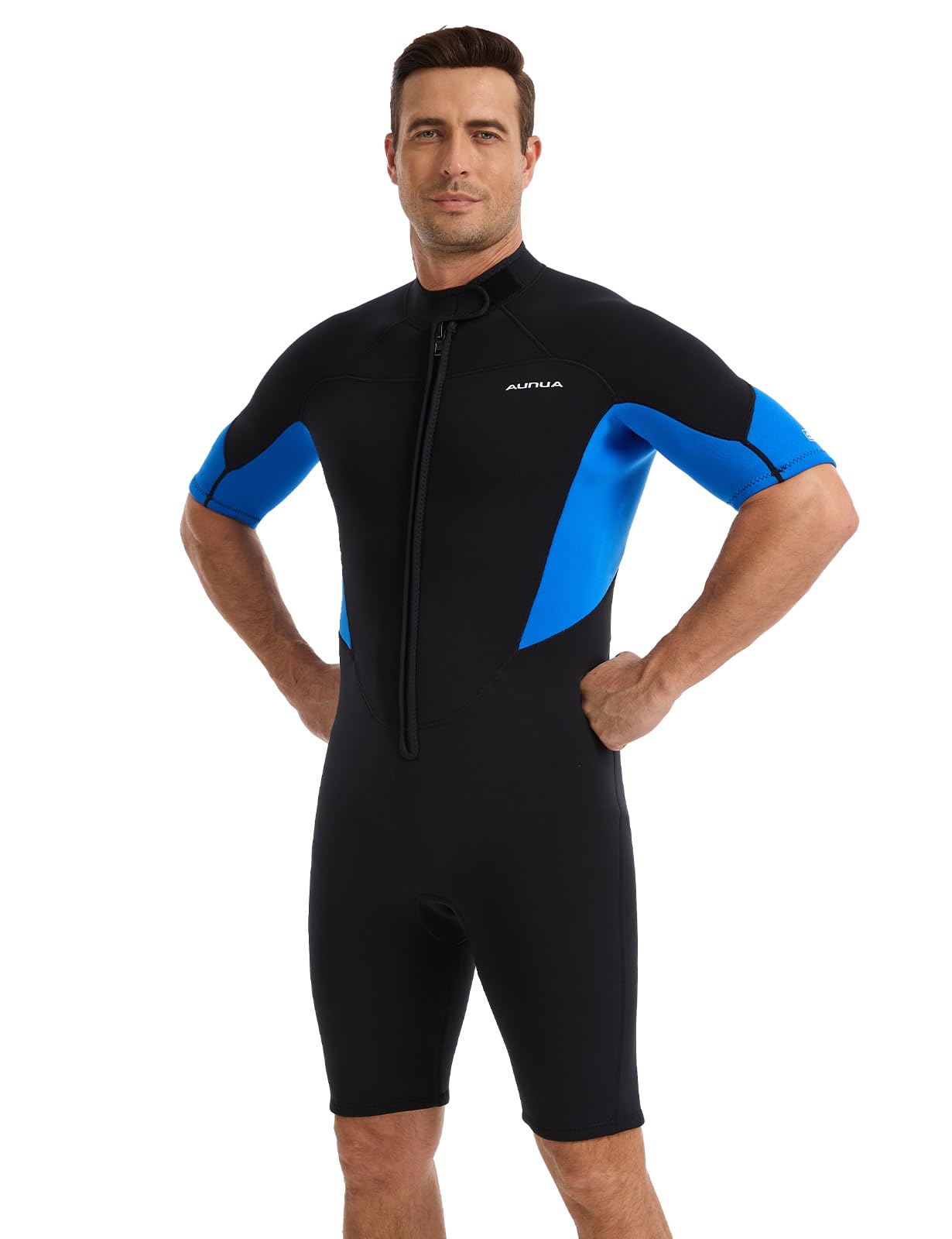 Herren 3mm Shorty & Ganzkörper-Neoprenanzug mit Frontreißverschluss | Hoch dehnbarer, wärmeisolierender Neoprenanzug für Herren und Damen, Geeignet für Tauchen, Surfen, Schwimmen und Schnorcheln