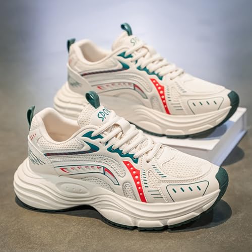 Mens Fashion Breathable Mesh Chunky Lace-Up Sneakers Trendy Platform Walking Workout Dad Running Tennis Shoes2