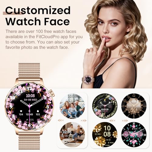 Image of Smart Watches for Women, 1.27'' Smartwatches (Answer /Make Calls) Compatible with iPhone /Android Phones, IP68 Waterproof Fitness Tracker Watch with Sleep Monitor,100+ Sports Modes (Rose Gold)