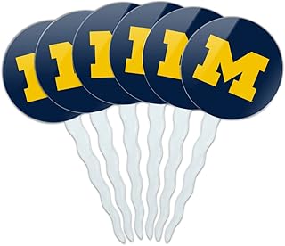 GRAPHICS & MORE University of Michigan Primary Logo Cupcake Picks Toppers Decoration Set of 6