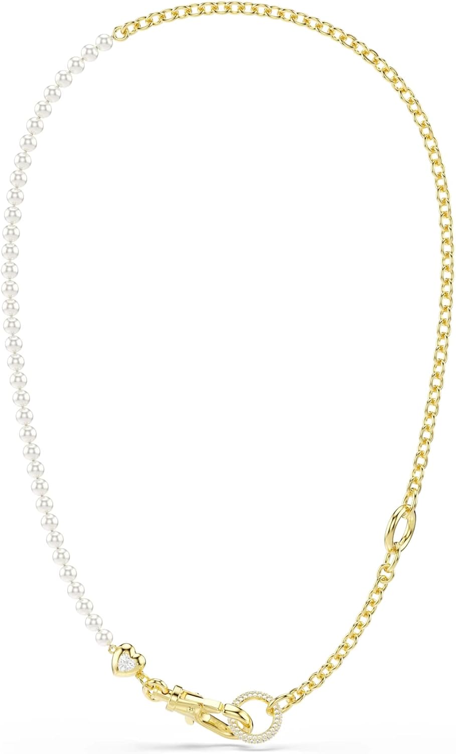 Swarovski Idyllia necklace, Crystal pearl, White, Gold-tone plated