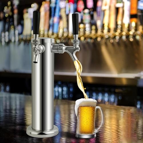 MRbrew Kegerator Tower Beer Tap Tower Dispenser Dual Faucet Beer Tower Draft Beer Dispenser Stainless Steel Keg Tap Tower 3'' Keg Tower Pre-assembled Line Beer Faucet Dispenser Kit For Home, Bar,Party by MRbrew - Image 8