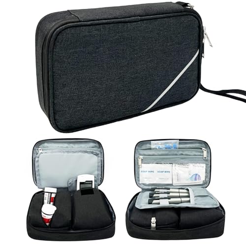 NENYX Portable Diabetic Supplies Bag for Glucose Meter, Medication and Other Diabetes Supplies, Diabetes Travel Case with Two Removable Storage Pouches, Black (Bag Only)