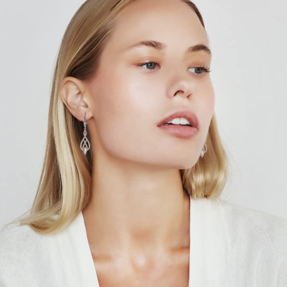 Pendientes Largos Plata 925 Colgantes Mujer Nudo Celta con CZ 43mm