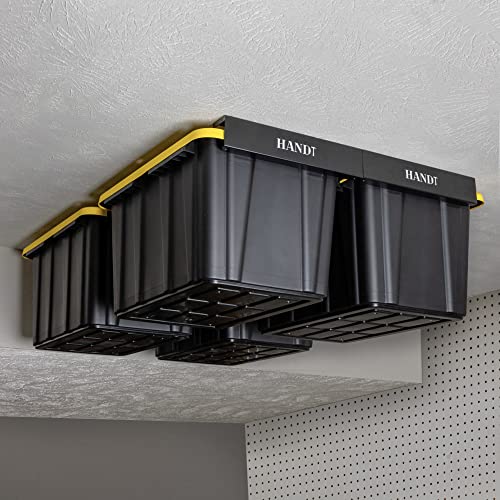 Handt Overhead Garage Storage Rack, Garage Ceiling Storage Racks, Garage Storage Bin Organization System, Heavy Duty Metal Overhead Bin Rack For Container, Supports Most Storage Bins, 4 Sets Black #TOP6