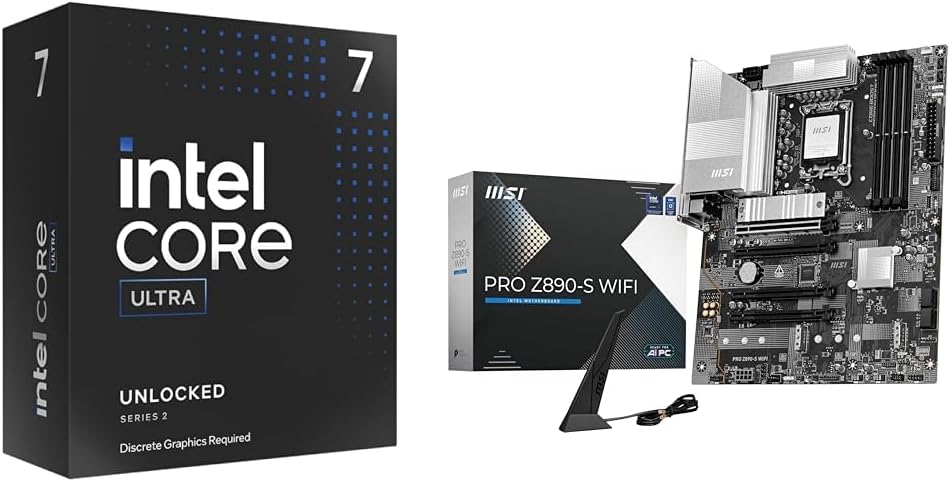 Intel Ultra 7 Desktop Processor 265KF - 20 cores (8P+12E) & MSI MPG Z890 Carbon WiFi Gaming Motherboard (Support Core Ultra Series 2 Intel Processors, LGA 1851,Thunderbolt 4, ATX)