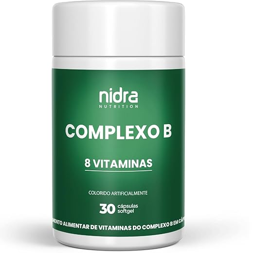 Vitaminas do Complexo B Completo | B1, B2, B3, B5, B6, B7, B9 e B12 | 30 Cápsulas Softgel | Nidra Nutrition