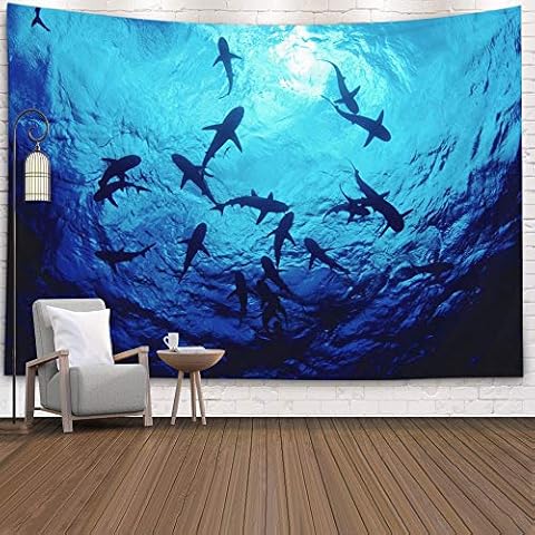 Shorping Hanging Wall Tapestry, 60x50Inches Home Wall Hanging Tapestries Art for Décor Living Room Dorm Sharks Cover
