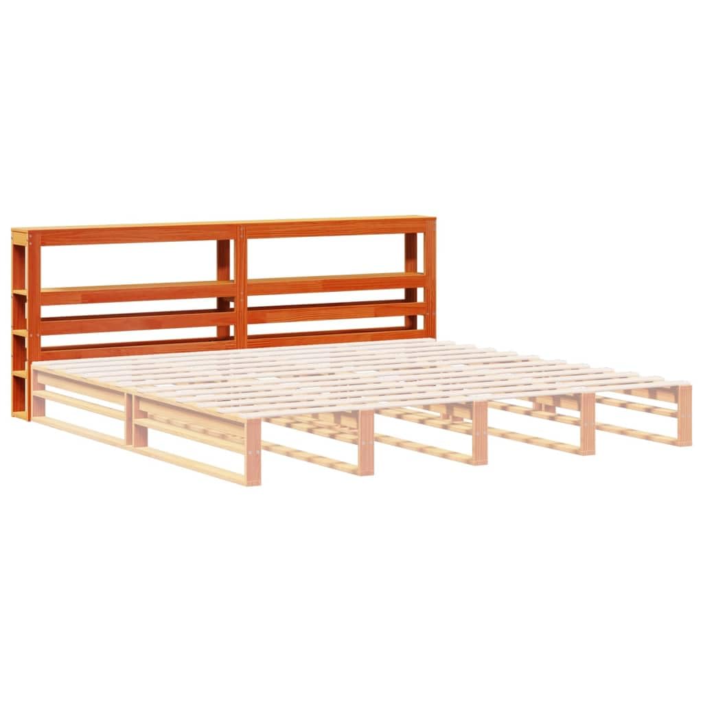 Gecheer Cabecero de Cama con estantes Madera Maciza Pino marrón 180 cm,Cabeceros Moderno,Cabezales Cama,Muebles Habitacion,Cama Cabeza,Mueble Cabecero
