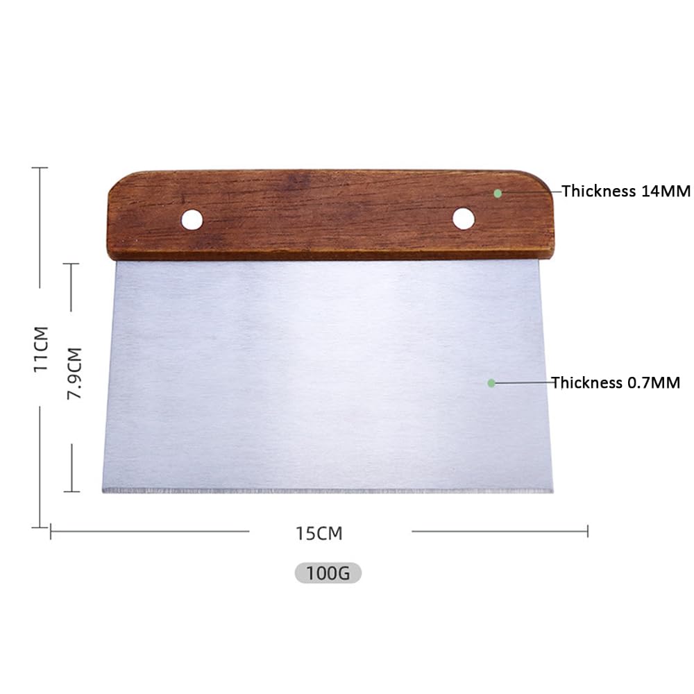 Raschietto Per Pasta In Acciaio Inox - 2 Pezzi Con Manico In Legno, 15 Cm - Foto 3