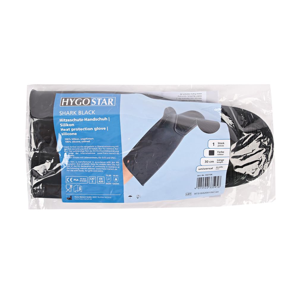 FRANZ MENSCH 6 Stück Hygostar Ofenhandschuhe Shark Black | Silikon, schwarz, L: 30cm, Einheitsgröße, Karton, Ofenhandschuhe, Gastronomiehandschuhe, Küchehandschuhe,Silikonhandschuhe, Backhandschuhe