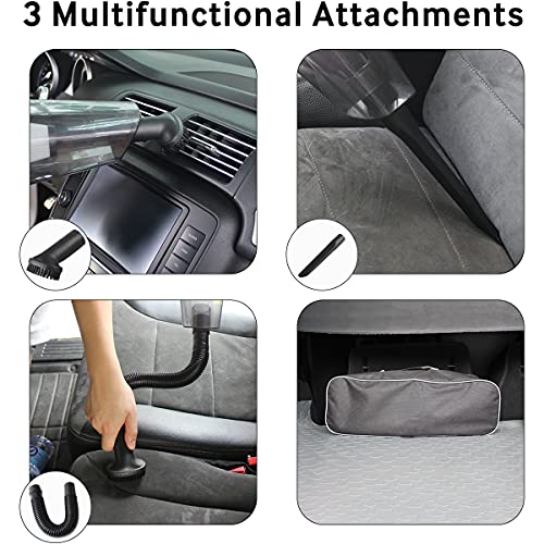 BYGD 4-in-1 Portable Car Vacuum Cleaner High Power 120W/5500Pa, DC 12V 14.8FT Corded Handheld Vacuum with Tire Inflator with LCD Display and LED Light, Dry/Wet for Men/Women - Thumbnail 2