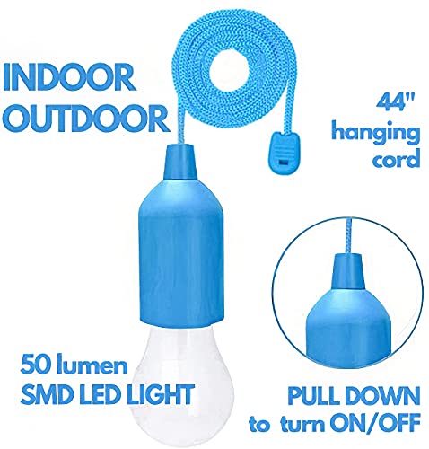 Fomlight Kids Lights For Treehouse Playhouse, Safe Touch Hanging Lamp With Pull Chain Battery Operated, Light Bulb On A Pull Rope For Camping - 4Pc #TOP6