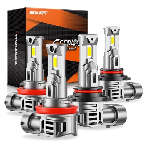 Image of SEALIGHT 9005 H11 LED Bulb Combo, 80000LM, 800% More Light, High-Performance Fog and Off-Road Lights, 9005 /HB3 H11 /H9 /H8 Fog Light, Pack of 4