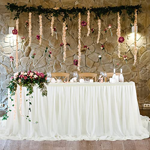 Jupe de table en tulle pour masquer les pieds de table de buffet 275x77cm - 5