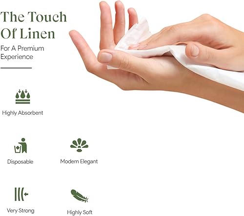 Miniatura 2 de 200 toallas desechables de lino para invitados, toallas de mano de papel para baño, toalla de papel blanca como tela - Servilletas de mano de cóctel