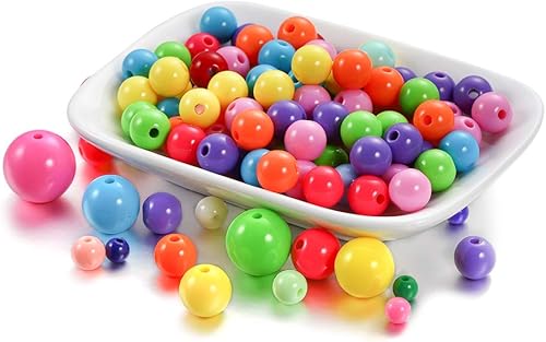 Miniatura 3 de 200 cuentas redondas acrílicas de 6 a 0.787in de color caramelo sueltas cuentas espaciadoras artesanales para hacer joyas, suministros de accesorios