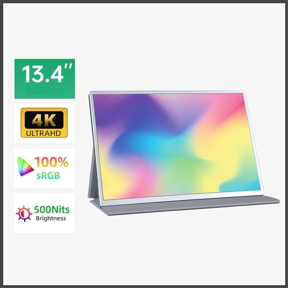 Monitor przenośny 13,4-calowy 60 Hz 500 nitów 4K przenośny wyświetlacz do laptopów telefonów komórkowych konsol gier rozszerzony ekran Monitor do laptopa