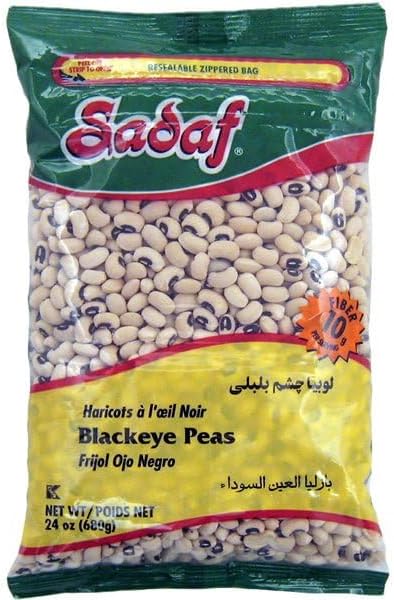 Sadaf Black-Eyed Peas 24 oz. - Blackeye pea beans - Bulk Dry Black Eyed Peas in a Resealable Bag - Natural, Vegan, Kosher