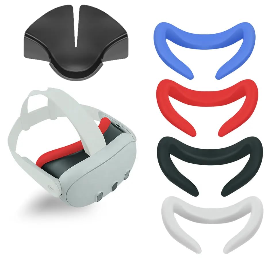 Image of TNE Face Cushion Cover, Thumbstick Caps, Lens Pad for Oculus Quest 2 | Silicone Face Mask, Controller Thumb Grips, Lens Dust Protector Accessories for Virtual Reality Gaming VR Headset (Red)