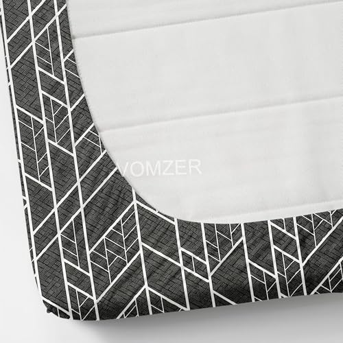 Image of VOMZER Premium 320 TC Fitted Bed Sheet with Full Elastic - Deep Pocket Design - Wrinkle Resistant Fitted Bedsheet Double King 72x78 Black Lines