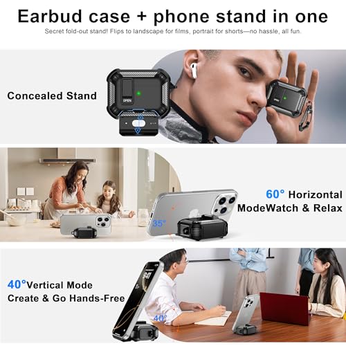 Image of AirPods Pro 3 Case with Safety Lock Phone Stand Magsafe, Black