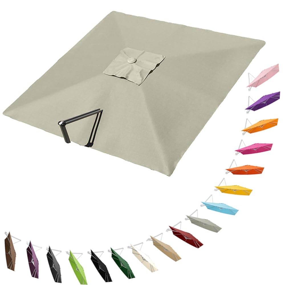 HAEKEBC Square Offset Umbrella Canopy Cantilever Patio Umbrella Replacement Canopy 8 Ribs Parasol Replacement Canvas For Yard Pool(Light grey,3x3m (9.8x9.8ft))